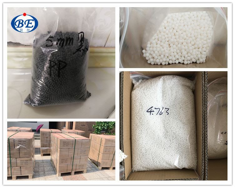 Package of the plastic resin balls 